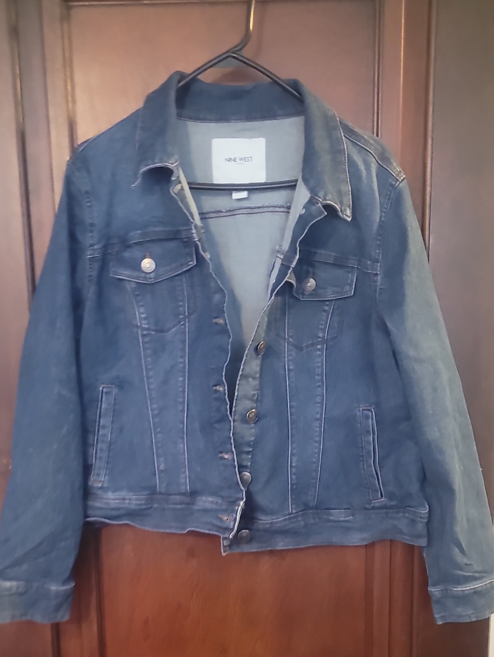Nine West Blue Denim Jacket Casual Button-Front